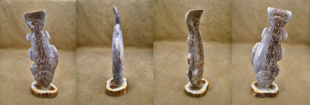 Antler Fish, Bass by Brian Yatsattie  - Zuni Fetish - Zuni Fetish Sunshine Studio