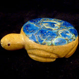 Zuni Rock (travertine), Azurite & Malachite Turtle by Felino Eriacho  - Zuni Fetish