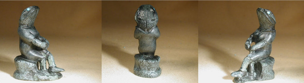 Picasso Marble Frog Woman Figure by Herbert Him  - Zuni Fetish - Zuni Fetish Sunshine Studio