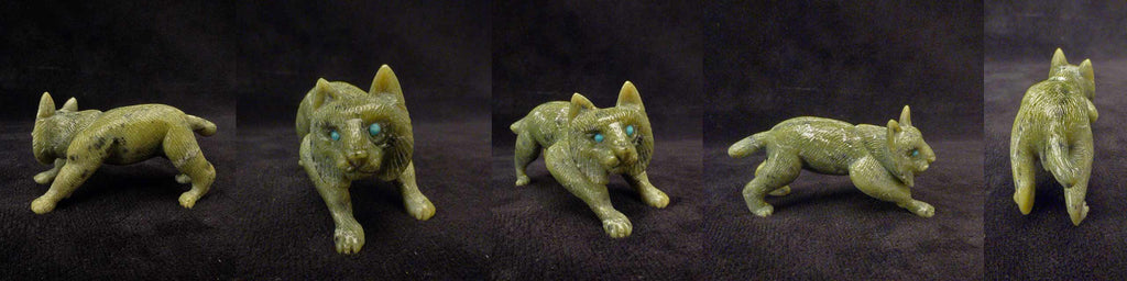 Serpentine Bobcat by Dan Quam, Deceased  - Zuni Fetish - Zuni Fetish Sunshine Studio
