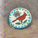 Sterling Silver / Multistone Cardinal Pin/Pendant by Rudell and Nancy Laconsello  - Zuni Fetish  Jewelry