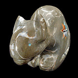 Purisima, Crawstone ( Limestone with Embedded Shells, Baja California, Mexico) Buffalo by Andres Lementino  - Zuni Fetish