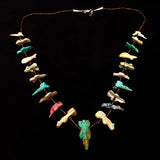 Turquoise / Multistone / Penn Shell Heshie Owl Pendant Fetish Necklace by Lena Boone - Zuni Fetish  Jewelry