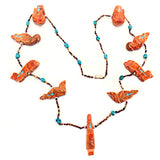 Apple Coral Eagle Pendant Fetish Necklace by Abby Quam and Clayton Panteah  - Zuni Fetish  Jewelry