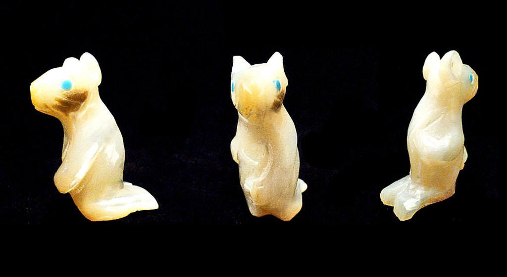 Gold-Lip Mother-of-Pearl Mouse by Yancy Robert Halusewa,Deceased - Zuni Fetish Sunshine Studio