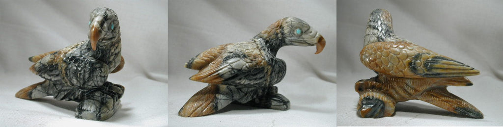 Picasso Marble Bird, Eagle by Dan Quam, Deceased  - Zuni Fetish - Zuni Fetish Sunshine Studio