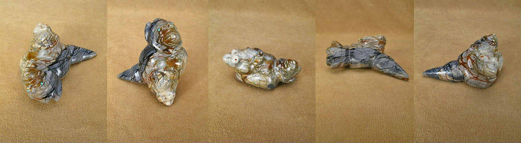 Picasso Marble Frogs and Tadpole by Debra Gasper and Ray Tsethlikai  - Zuni Fetish - Zuni Fetish Sunshine Studio
