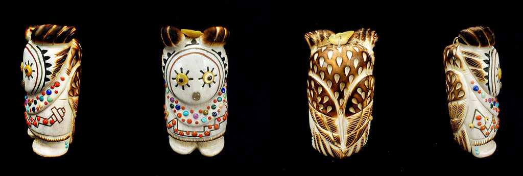 Antler Bird, Horned Owl by Raymond Tsalate - Zuni Fetish Sunshine Studio