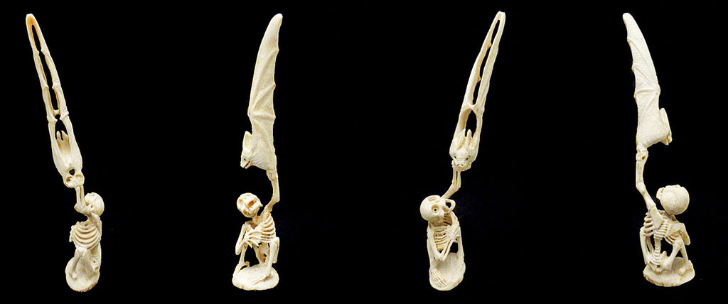 Antler Skeleton With Bat by Esteban Najera - Zuni Fetish Sunshine Studio