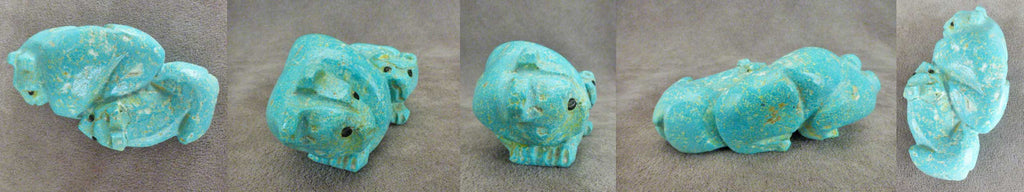 Turquoise Bear, Double by Hudson Sandy - Zuni Fetish - Zuni Fetish Sunshine Studio