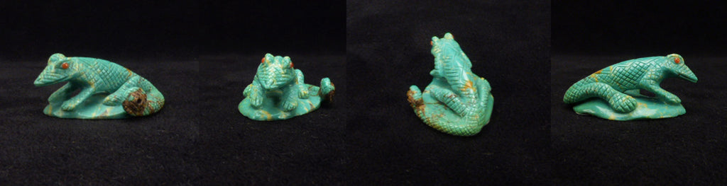 Turquoise Lizard, Gecko by Fabian Cheama - Zuni Fetish - Zuni Fetish Sunshine Studio