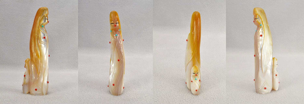 Gold-Lip Mother-of-Pearl Maiden Figure by Michael Laweka - Zuni Fetish Sunshine Studio