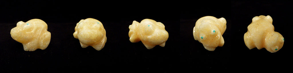 Honey Comb Calcite Frog with Tadpole by Debra Gasper  - Zuni Fetish - Zuni Fetish Sunshine Studio