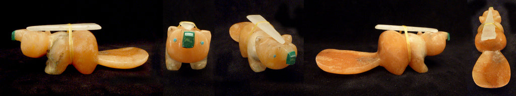 Orange Alabaster Beaver by Gabriel Quam  - Zuni Fetish - Zuni Fetish Sunshine Studio