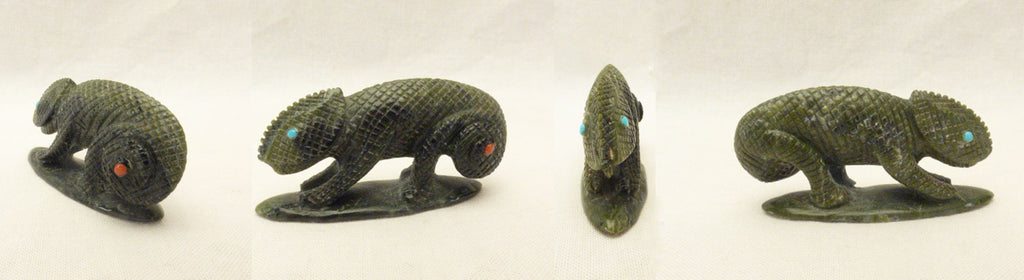 Serpentine Lizard, Chameleon  by Fabian Cheama  - Zuni Fetish - Zuni Fetish Sunshine Studio