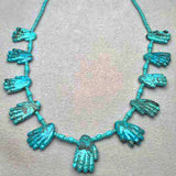 Turquoise Hand Fetish Necklace by Dinah Gasper - Zuni Fetish  Jewelry
