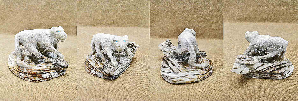 Picasso Marble Mountain Lion by Calvin J.  Weeka Sr.  - Zuni Fetish - Zuni Fetish Sunshine Studio