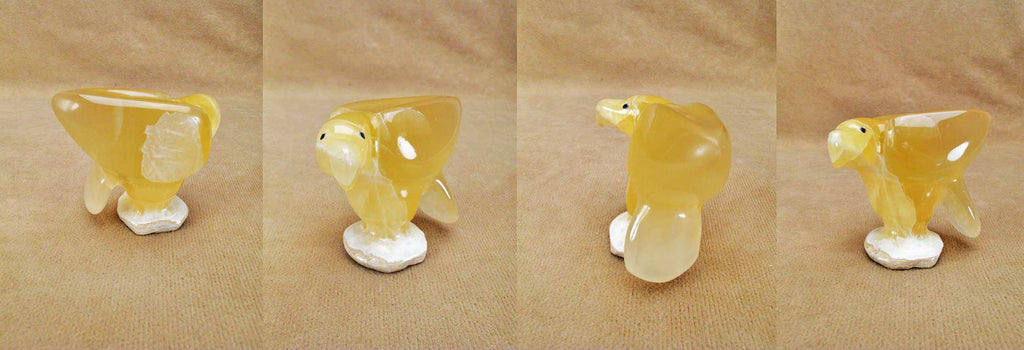 Honey Calcite Bird, Eagle by Avery Calavaza  - Zuni Fetish - Zuni Fetish Sunshine Studio