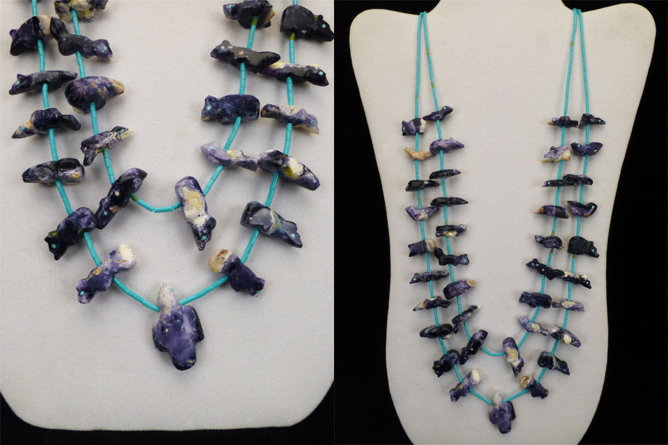 Mexican Opal Multi-animal Necklace by Lena Boone  - Zuni Fetish  Jewelry - Zuni Fetish Sunshine Studio