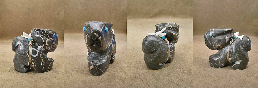 Crawstone ( Limestone with Embedded Shells, Baja California, Mexico) Rabbit by Burt Awelagte  - Zuni Fetish - Zuni Fetish Sunshine Studio