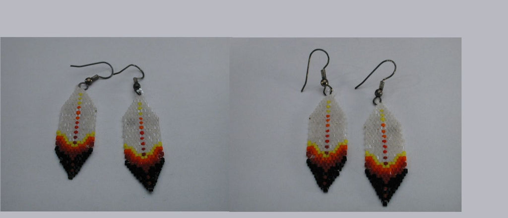Beadwork Feather Earrings by an Unknown Navajo - Jewelry - Zuni Fetish Sunshine Studio