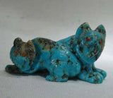 Turquoise Bobcat by Wilfred Cheama - Zuni Fetish