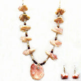 Pink Mussel Shell Frog Necklace / Earring Set by Debra Gasper and Ray Tsethlikai  - Zuni Fetish  Jewelry  Jewelry