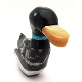 Zebra Stone, Jet, Gold-Lip and Turquoise Duck by Justin Natewa