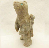 Picasso Marble Bear with Cub by Herbert Him  - Zuni Fetish
