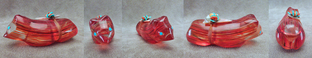 Glass, Art Bear by Leland Boone and Daphne Quam  - Zuni Fetish - Zuni Fetish Sunshine Studio