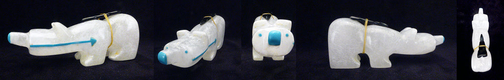 Ice Alabaster  Medicine Bear by Gabriel Quam  - Zuni Fetish - Zuni Fetish Sunshine Studio