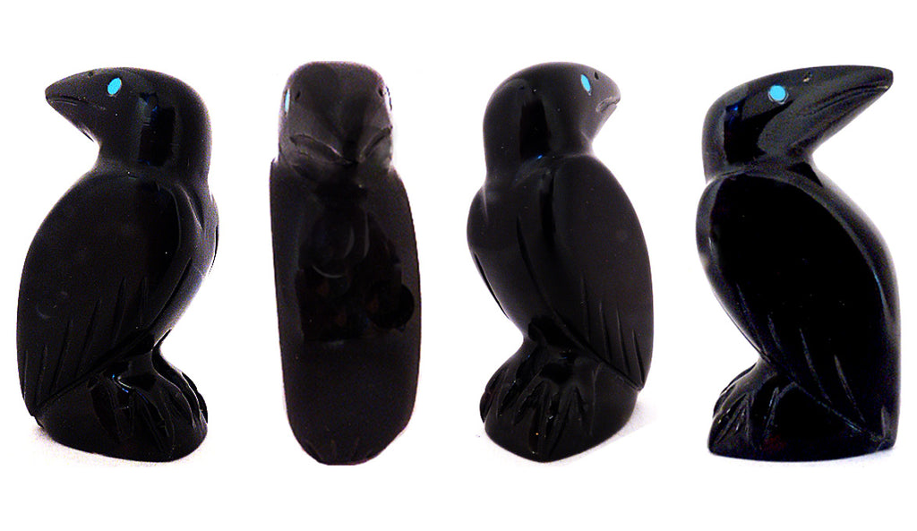 Black Marble Bird, Raven by Vern Nieto, Deceased - Zuni Fetish Sunshine Studio