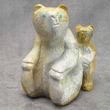 Zuni Rock (travertine) Bear Mother and Cub by Vince Chavez  - Zuni Fetish